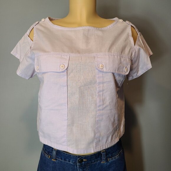 VTG Tomboy Le Sport Boxy Top 90s Lilac Purple Preppy Resort Vacation Oversized - Picture 1 of 8